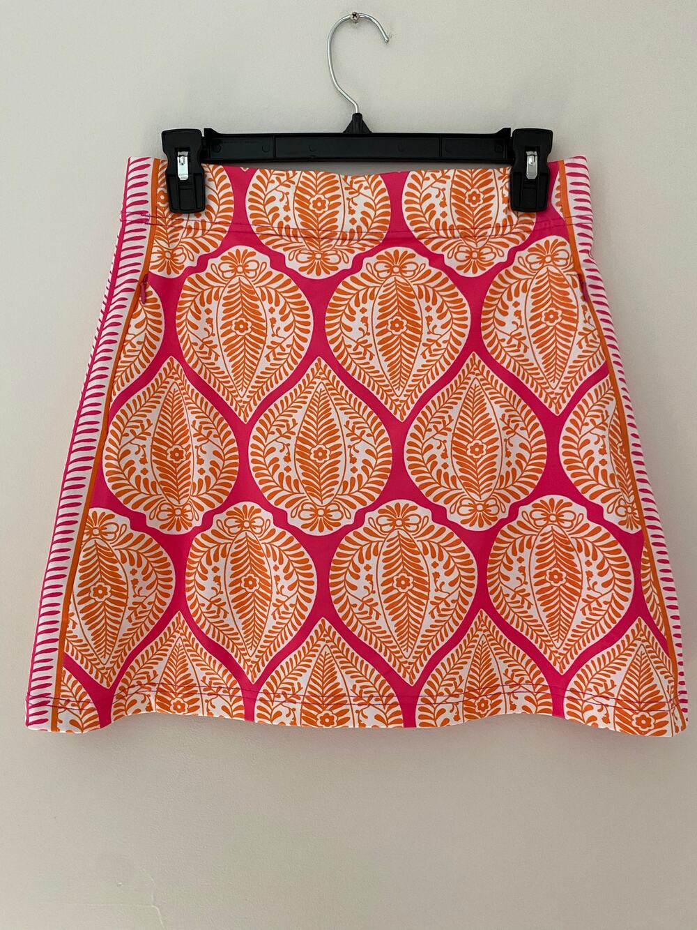 Gretchen Scott $159 Smooth Stretch Pull On Skirt Skort EUC Golf Pink Orange XS